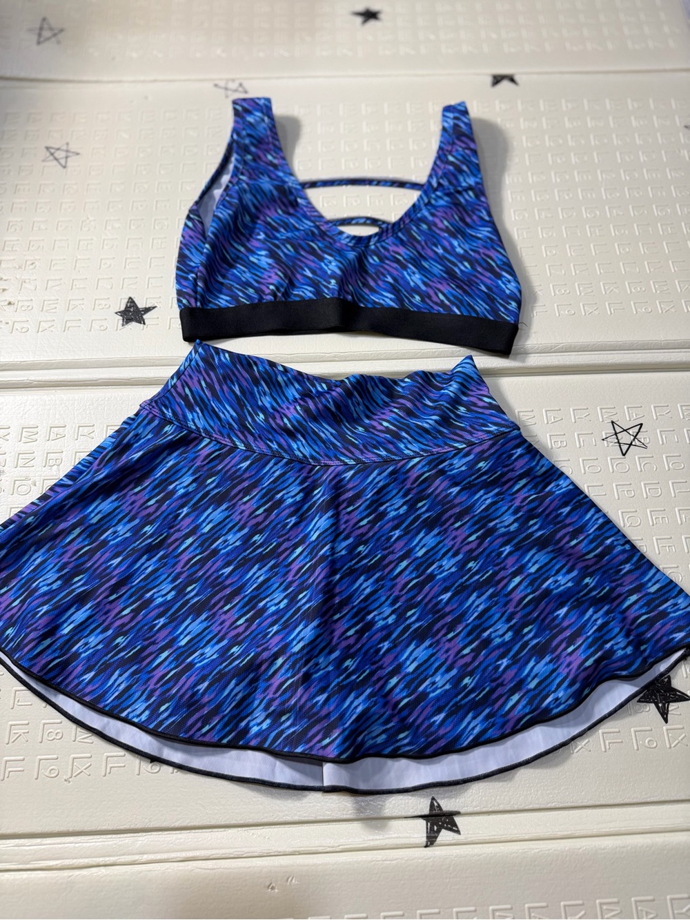 Blue Multi-Pattern Athletic Skirt